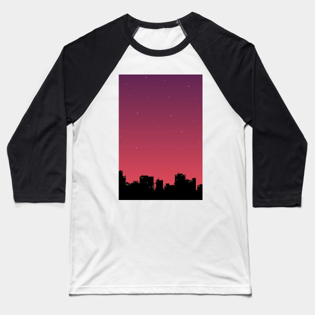 Night city Baseball T-Shirt by maryallen138